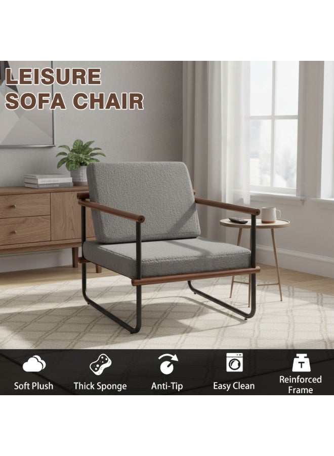 شويوين كرسي قماشي مميز، كرسي بذراعين لغرفة المعيشة، أريكة مفردة، كرسي استرخاء عصري لغرفة النوم، كرسي قراءة منجد، مناسب لغرفة المعيشة والمكتب وغرفة النوم - Image 2